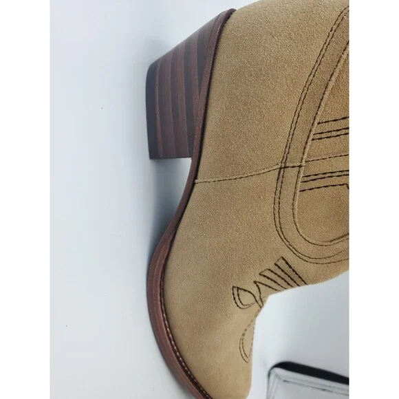 CELINE Paris Western Low Boots in Suede Beige W/ Dark Stitching Sz 39 EUR 8.5 US - Picture 16 of 16